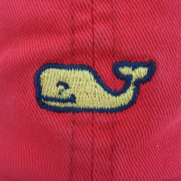 Vineyard Vines Hat Cap Mens One Size Red Yellow Whale Adjustable 100% Cotton - Picture 2 of 8